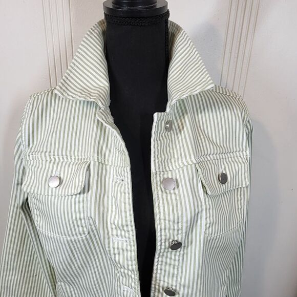 Chico's Striped Green & White Jacket - Picture 13 of 13